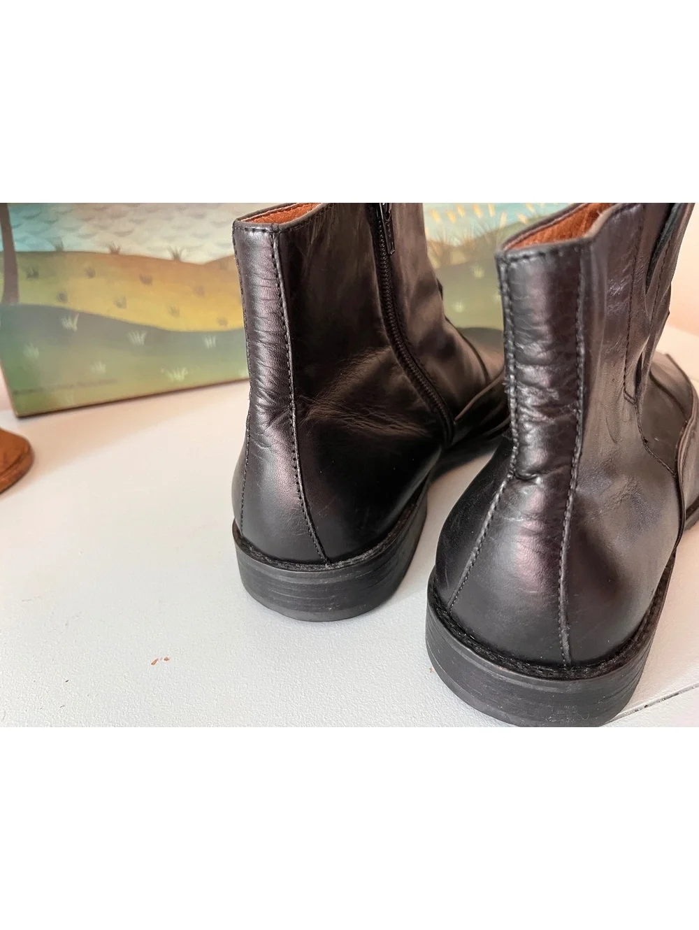 Johnston & Murphy Men's Leather Dress Ankle Boots Side-Zip Square Toe Size 9